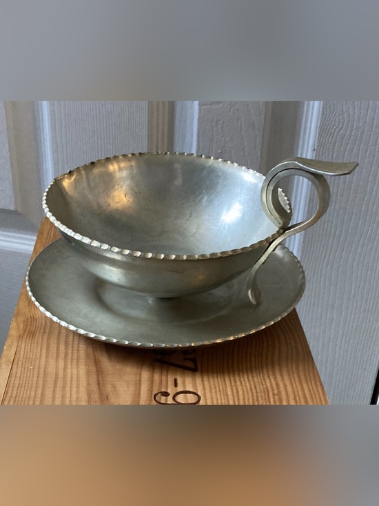 Buenilum Other - MCM Buenilum Hammered Aluminum Gravy Boat Set Featuring a Beaded Edge